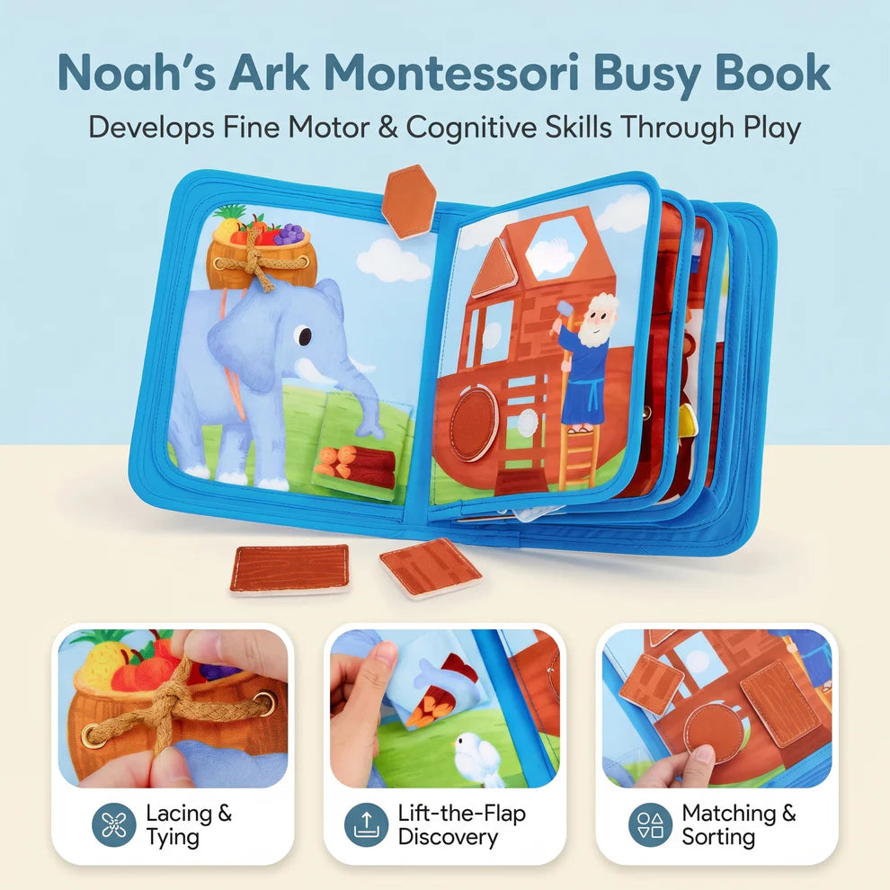 Noah's Ark Montessori Quiet Book | Interactive Sensory Busy Book for Toddlers