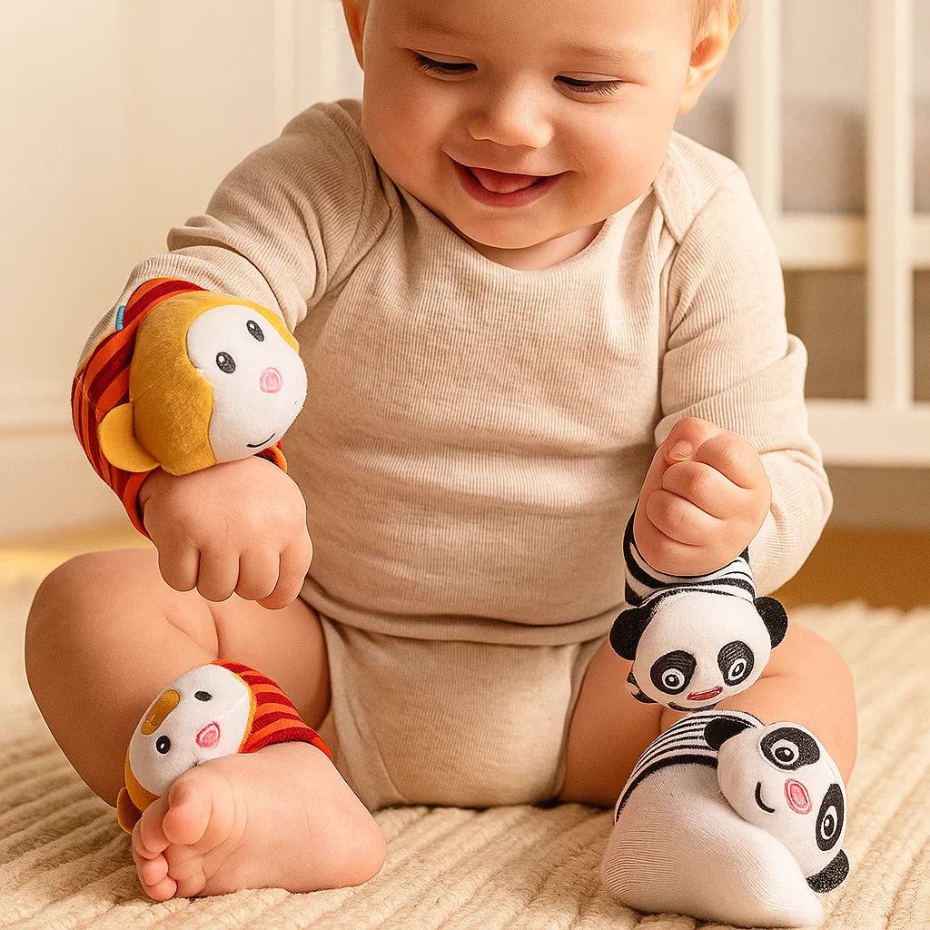 Baby Rattle Wrist and Sock Set ⎜ Colorful Sensory Toys for Early Learning and Motor Skill Development
