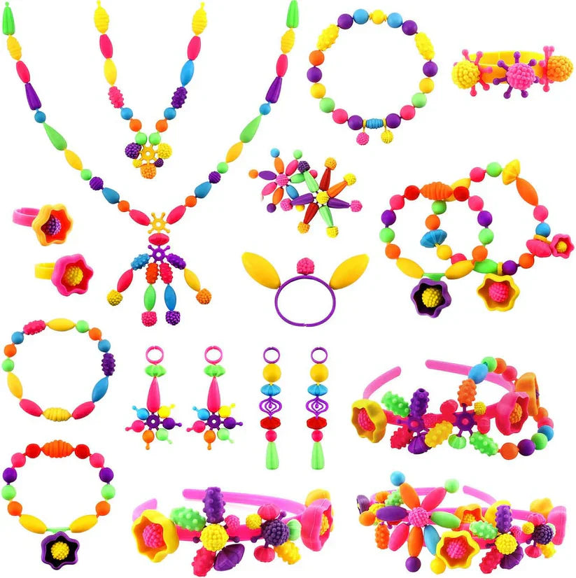 Children’s Pop Beads Set ⎜ Colorful DIY Jewelry Kit for Creative Play and Fine Motor Skill Development