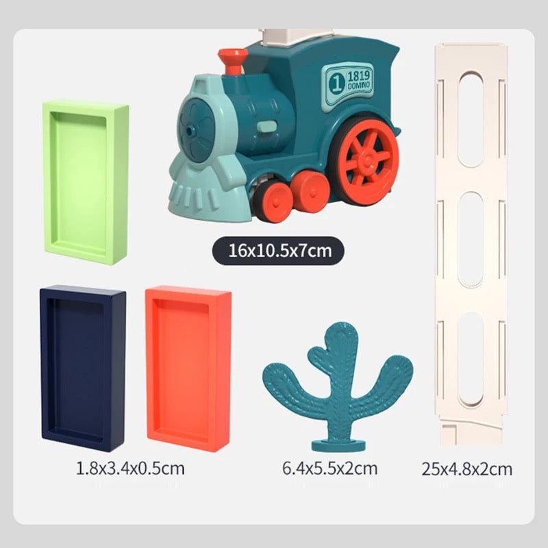 Automatic Domino Train Toy – Domino Blocks Set with Self-Laying Train for Kids