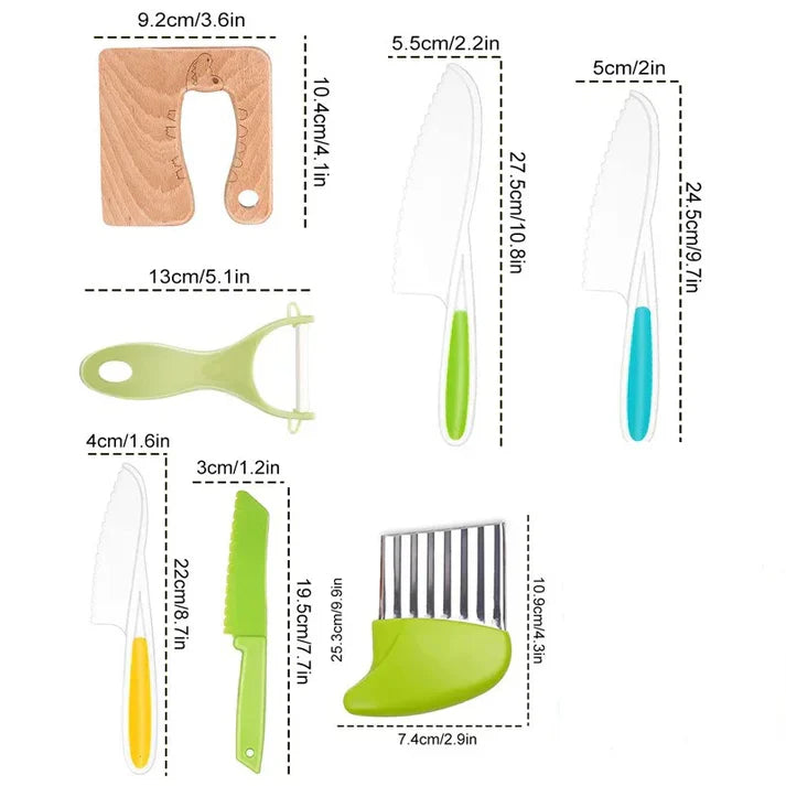 Children’s Cutting Knife Set ⎜ Safe and Fun Kitchen Tools for Learning to Slice Fruits and Vegetables