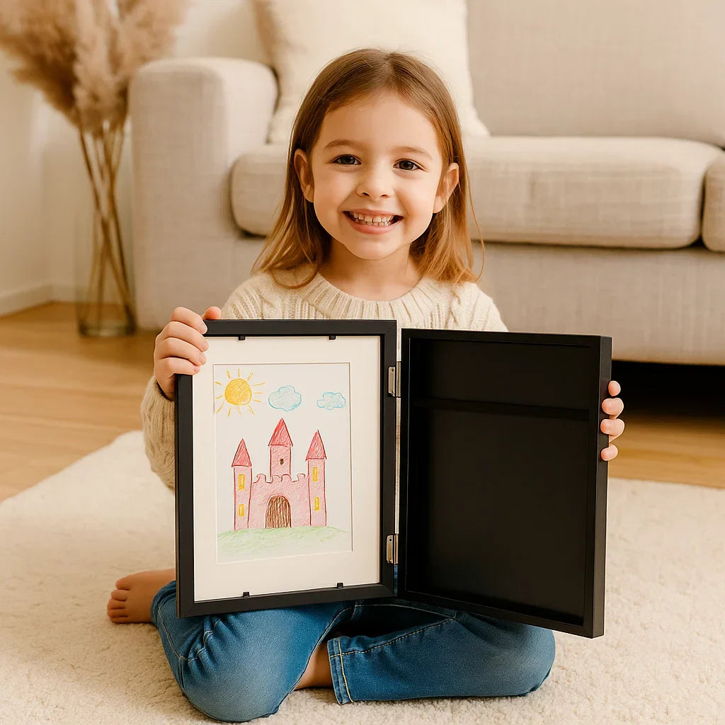 Children’s Art Display Frame ⎜ Flip-Open Picture Frame with Storage for Drawings and Creative Projects