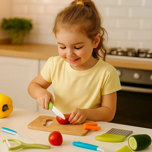 Children’s Cutting Knife Set ⎜ Safe and Fun Kitchen Tools for Learning to Slice Fruits and Vegetables