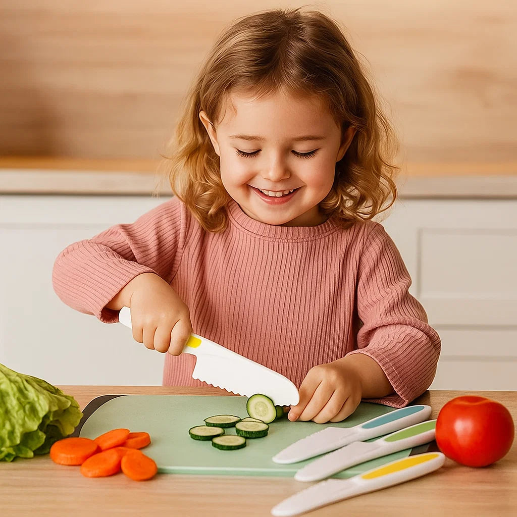 Children’s Cutting Knife Set ⎜ Safe and Fun Kitchen Tools for Learning to Slice Fruits and Vegetables