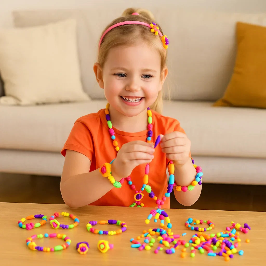 Children’s Pop Beads Set ⎜ Colorful DIY Jewelry Kit for Creative Play and Fine Motor Skill Development