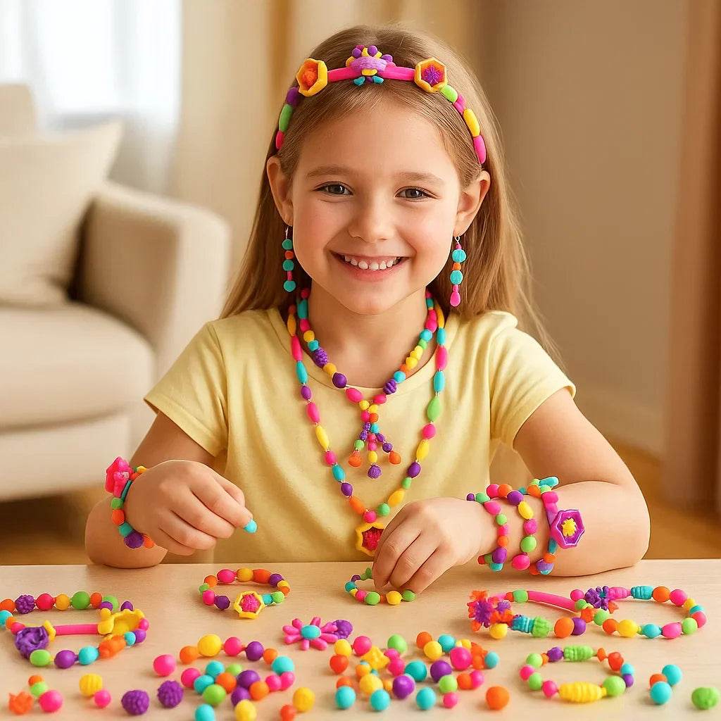 Children’s Pop Beads Set ⎜ Colorful DIY Jewelry Kit for Creative Play and Fine Motor Skill Development