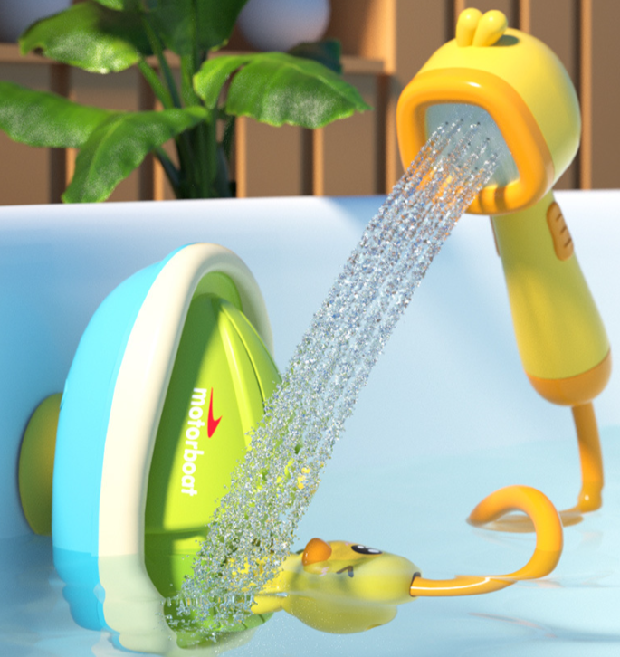Baby Bath Toy Set ⎜ Fun Water-Spraying Ducks with Motorboat for Interactive Bath Time Play