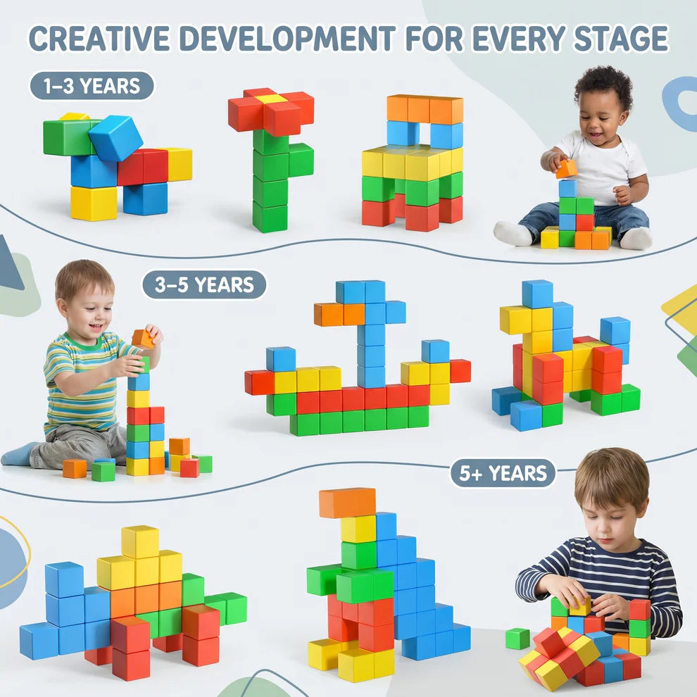 Magnetic Building Blocks Set | Educational STEM Construction Cubes for Toddlers & Kids
