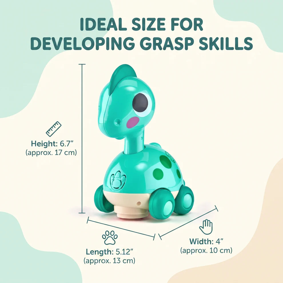 Interactive Dinosaur Toy for Babies | Touch & Go Musical Crawling Toy with Lights