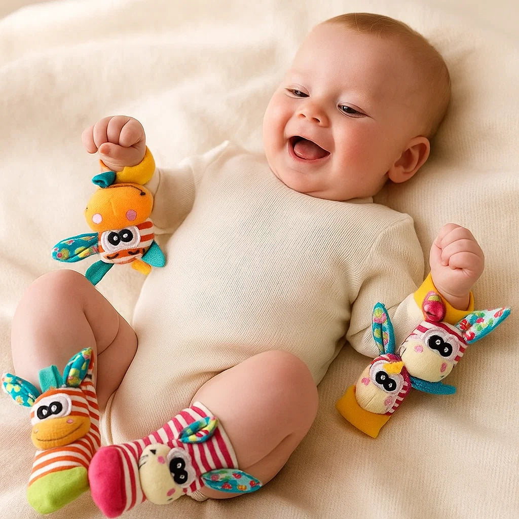 Baby Rattle Wrist and Sock Set ⎜ Colorful Sensory Toys for Early Learning and Motor Skill Development
